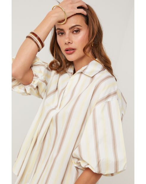 Top Highland bianco giallo in cotone