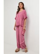 Top en lin et coton Cloudmax rose
