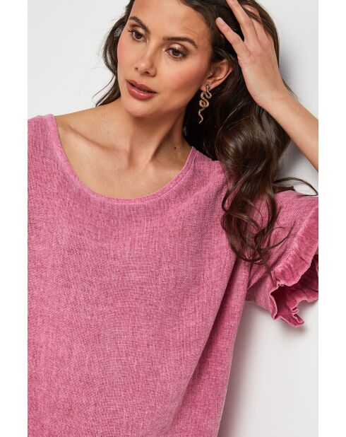 Top en lin et coton Cloudmax rose