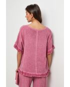 Top en lin et coton Cloudmax rose