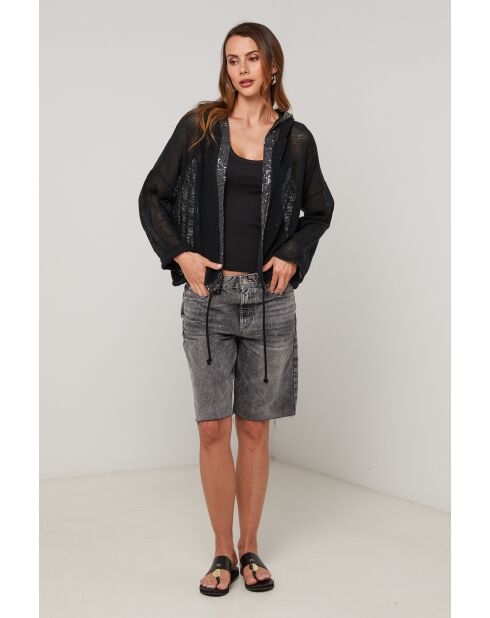 Gilet Zen in lino nero