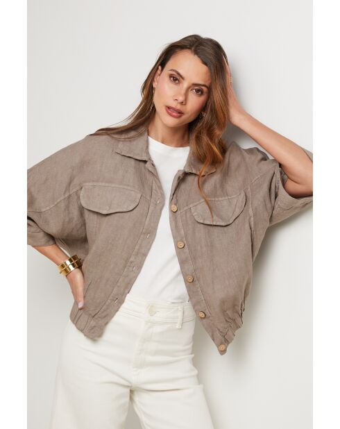 Chemise en lin Eclipse taupe