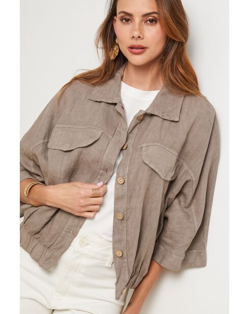 Chemise en lin Eclipse taupe