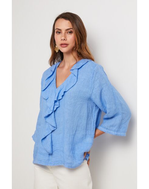 Indigo linnen top van Longhorn