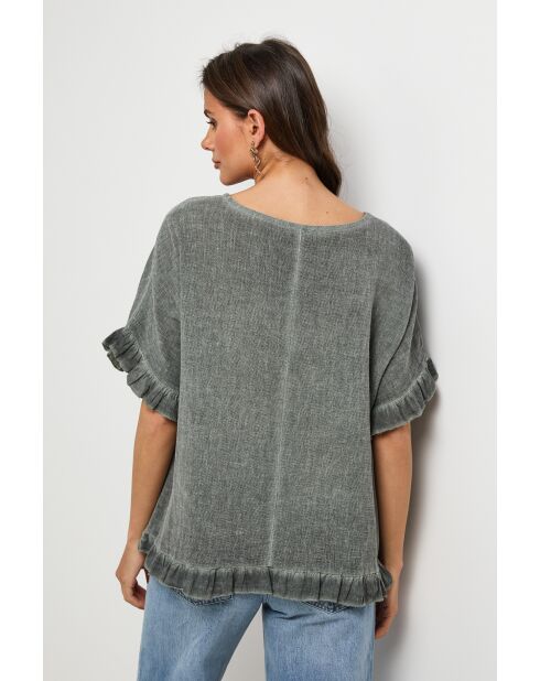 Top en lin et coton Brickstone kaki