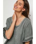 Top en lin et coton Brickstone kaki