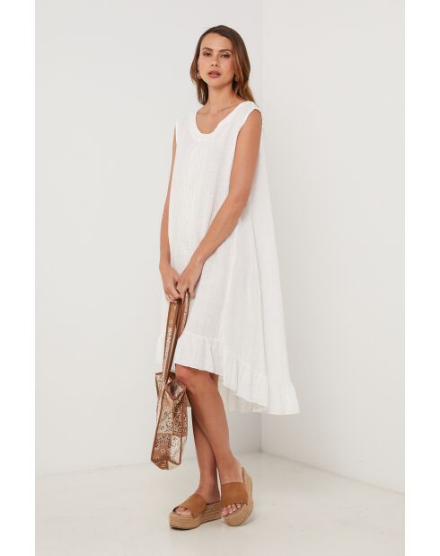 Weißes Galaxy Leinenkleid