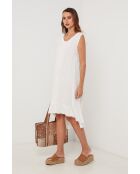 Weißes Galaxy Leinenkleid
