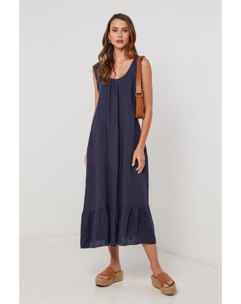 Marineblaues Leinenkleid Windstone