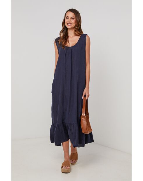 Marineblaues Leinenkleid Windstone