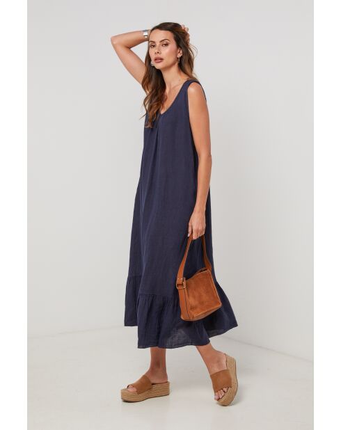 Marineblaues Leinenkleid Windstone