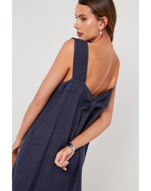 Marineblaues Leinenkleid Windstone