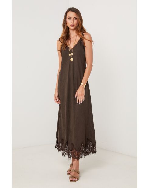 Schokoladenkleid Aerion aus Leinen