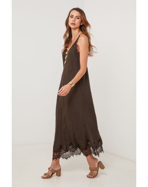 Schokoladenkleid Aerion aus Leinen