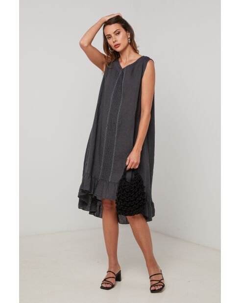 Marineblaues Leinenkleid Ember