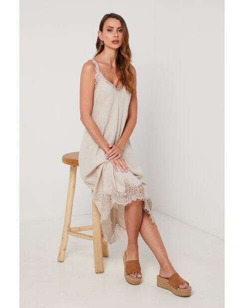 Beige linnen jurk van Zentrix