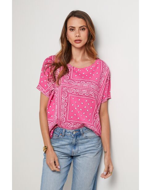 Thunder roze T-shirt met bandana van katoen