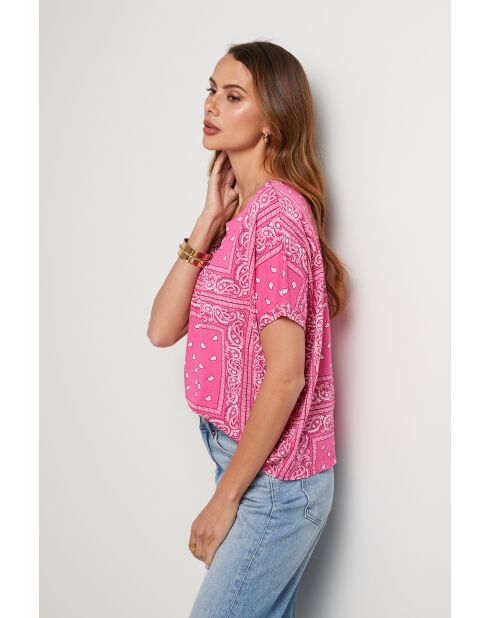 Thunder roze T-shirt met bandana van katoen