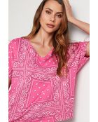 Thunder roze T-shirt met bandana van katoen