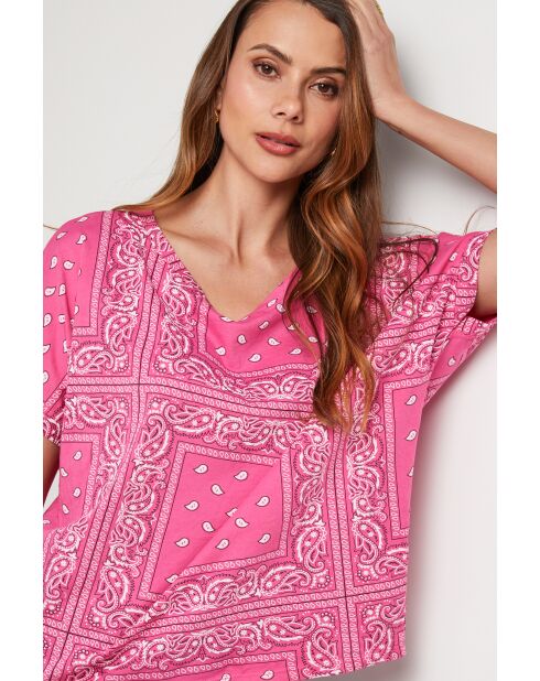 Thunder roze T-shirt met bandana van katoen