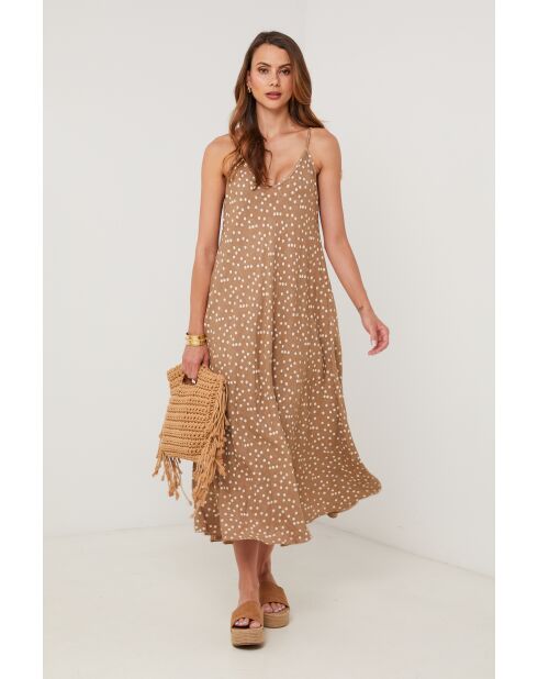 Camelfarbenes Leinenkleid Roadster