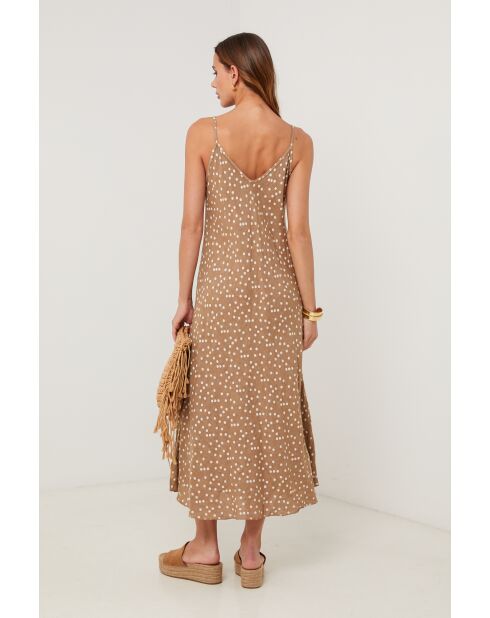 Camelfarbenes Leinenkleid Roadster