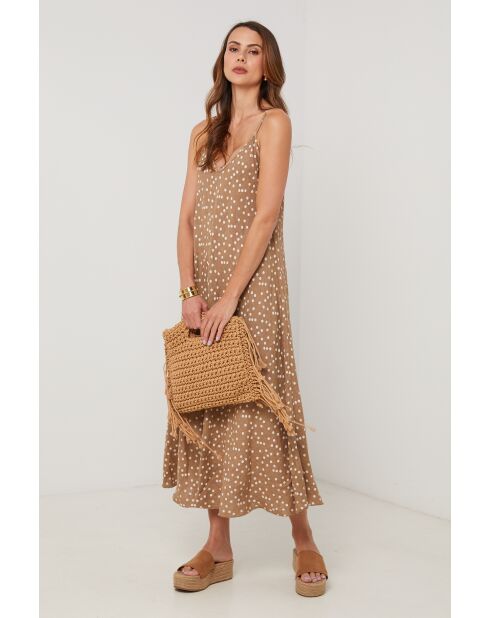 Camelfarbenes Leinenkleid Roadster