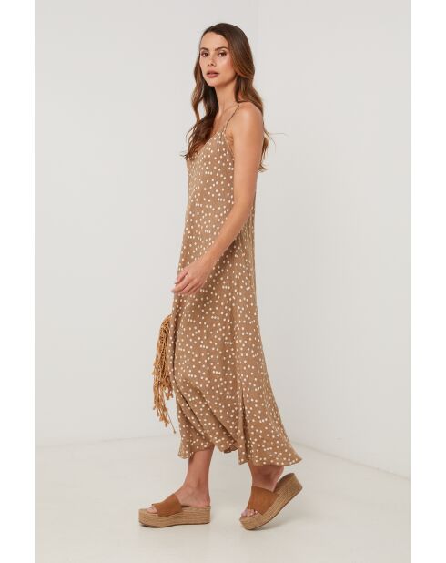 Camelfarbenes Leinenkleid Roadster