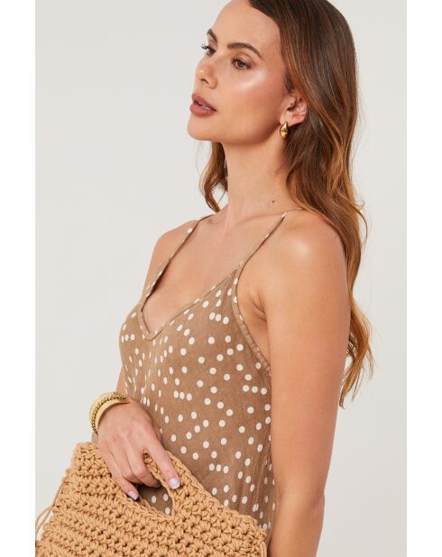 Camelfarbenes Leinenkleid Roadster