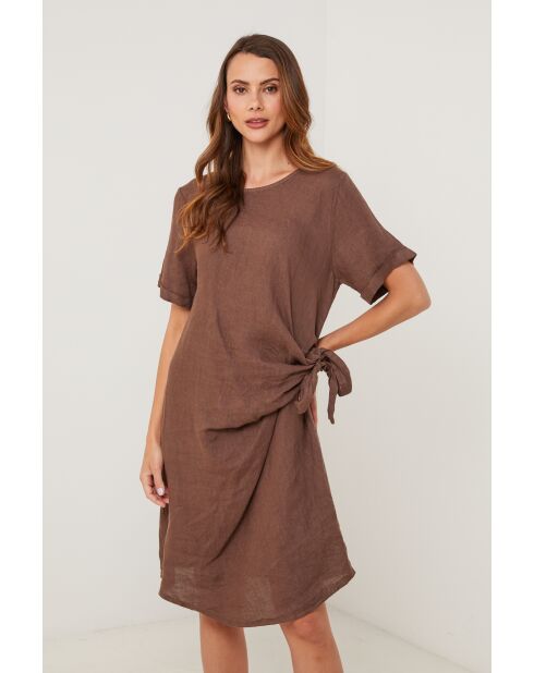 Leinenkleid Xplore in Schokolade