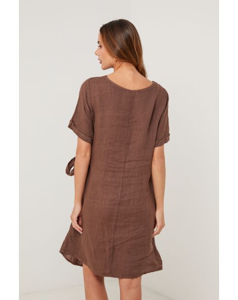 Leinenkleid Xplore in Schokolade