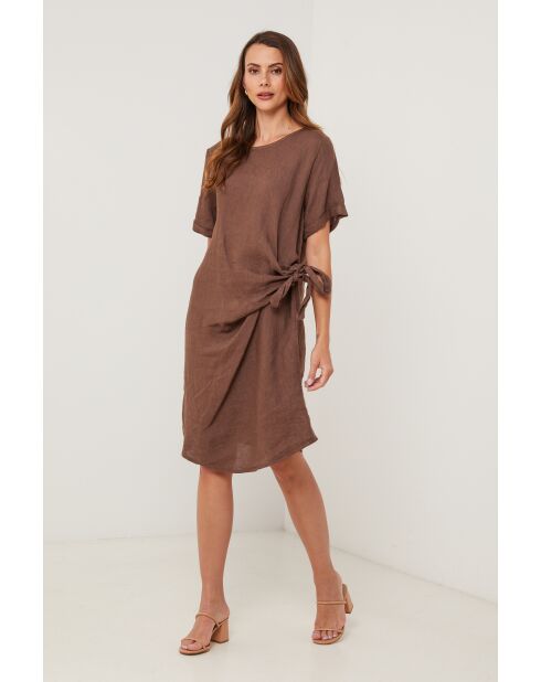 Leinenkleid Xplore in Schokolade