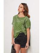 Grünes Bandana-T-Shirt aus Baumwolle mit Raubtiermotiv