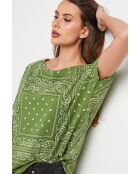 Grünes Bandana-T-Shirt aus Baumwolle mit Raubtiermotiv