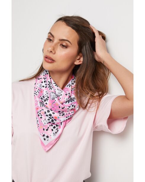 Foulard en coton Firecrest rose