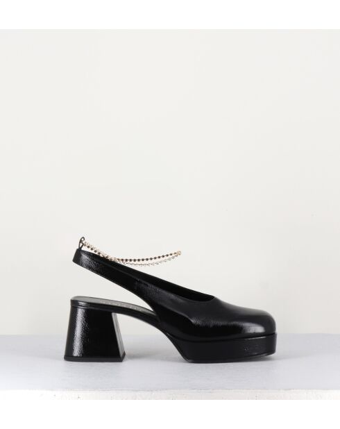Escarpin Slingback en naplack Vicky noires - Talon 6,5 cm