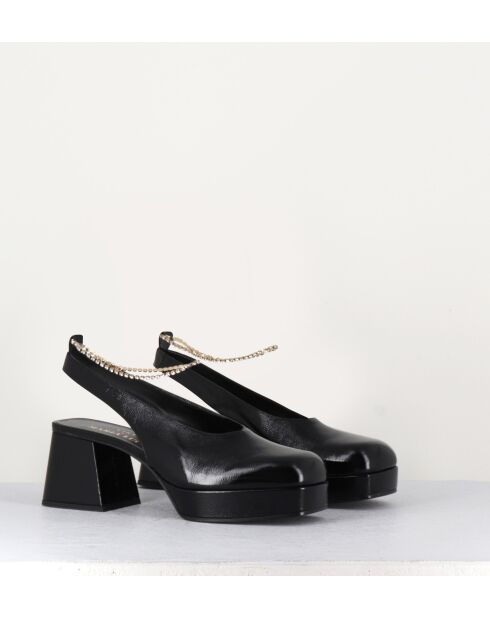 Escarpin Slingback en naplack Vicky noires - Talon 6,5 cm