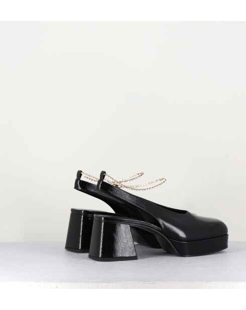 Escarpin Slingback en naplack Vicky noires - Talon 6,5 cm