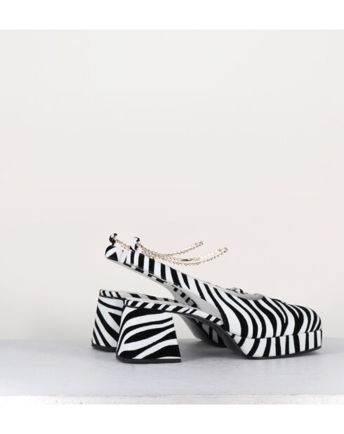 Escarpin Slingback en naplack Vicky zebre - Talon 6,5 cm
