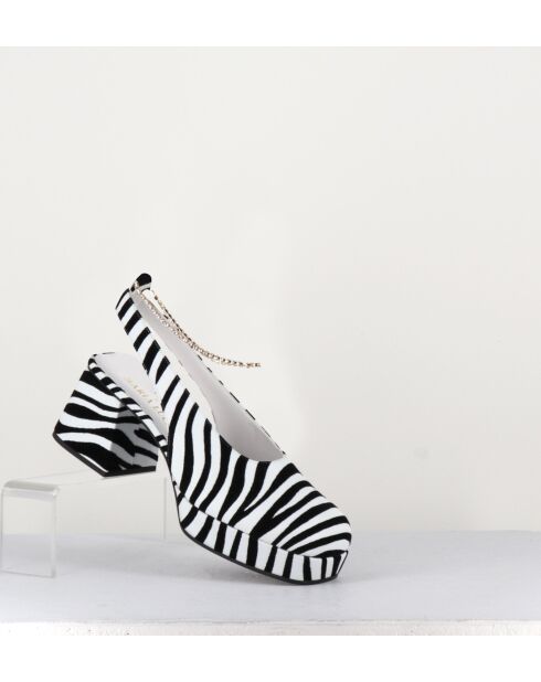 Escarpin Slingback en naplack Vicky zebre - Talon 6,5 cm