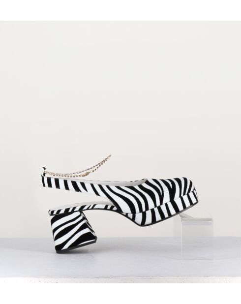 Escarpin Slingback en naplack Vicky zebre - Talon 6,5 cm