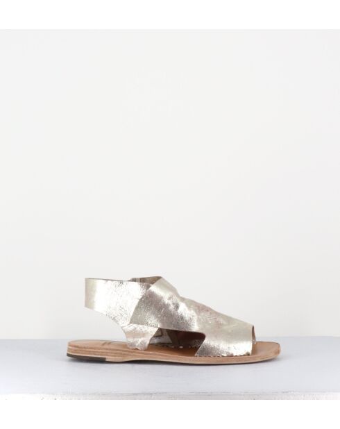 Lichtgouden leren sandalen en Itaca 033 zilver