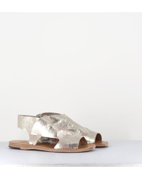 Lichtgouden leren sandalen en Itaca 033 zilver