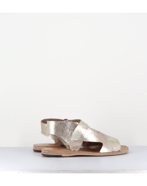 Lichtgouden leren sandalen en Itaca 033 zilver