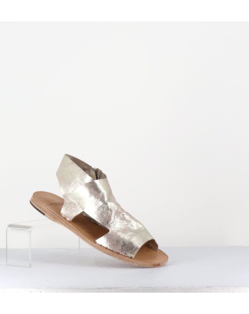 Lichtgouden leren sandalen en Itaca 033 zilver