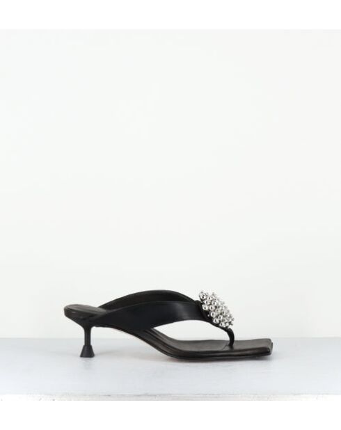 Sabot Narela in pelle nera con tacco 5cm