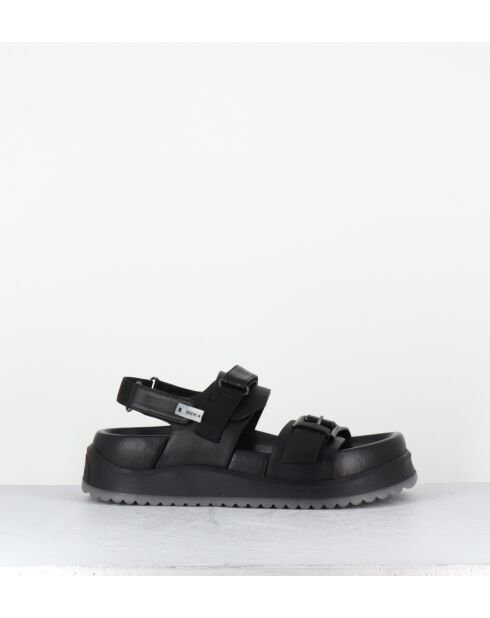 Sandales en cuir noires - Talon 5,5cm