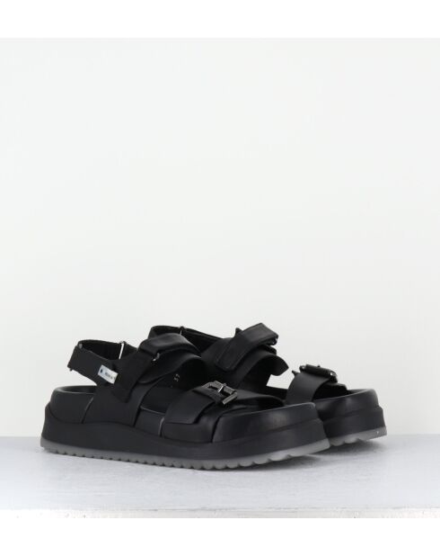 Sandales en cuir noires - Talon 5,5cm