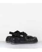Sandales en cuir noires - Talon 5,5cm