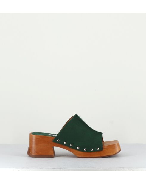 Mules Hannah in pelle verde - tacco 5,5 cm
